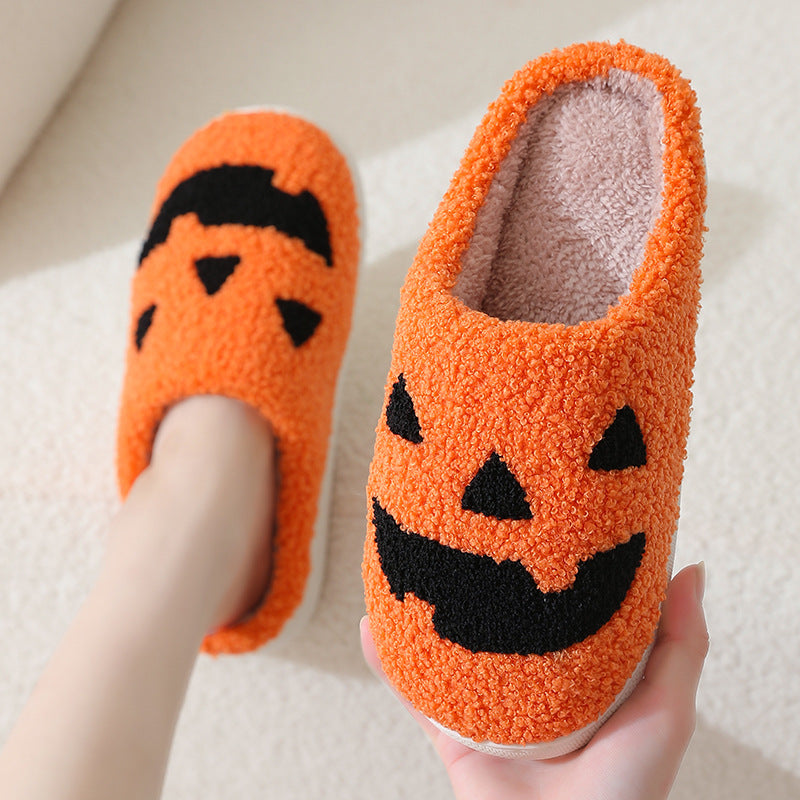 Wholesale Halloween Pumpkin Cartoon Warm Couple Home Indoor Winter Cotton Slippers
